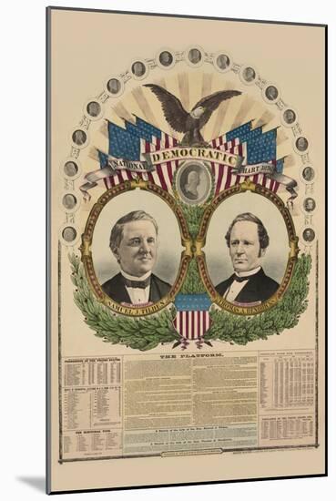 National Democratic Chart 1876: Samuel J. Tilden, President, Thomas A. Hendricks, Vice President-H. H. Lloyd-Mounted Art Print