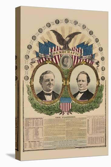 National Democratic Chart 1876: Samuel J. Tilden, President, Thomas A. Hendricks, Vice President-H. H. Lloyd-Stretched Canvas