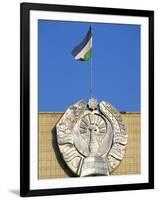 National Flag and Emblem, Bukhara, Uzbekistan, Central Asia-Upperhall-Framed Photographic Print