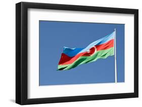 National Flag Blowing in Wind, Baku, Azerbaijan-Michael Runkel-Framed Photographic Print