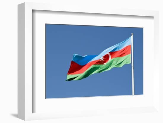 National Flag Blowing in Wind, Baku, Azerbaijan-Michael Runkel-Framed Photographic Print