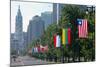 National Flags of Various Countries at Benjamin Franklin Parkway, Philadelphia, Pennsylvania, Usa-null-Mounted Photographic Print