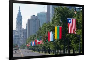 National Flags of Various Countries at Benjamin Franklin Parkway, Philadelphia, Pennsylvania, Usa-null-Framed Photographic Print