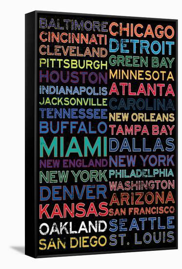 National Football League Cities Colorful-null-Framed Stretched Canvas
