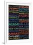 National Football League Cities Colorful-null-Framed Art Print