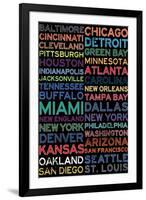 National Football League Cities Colorful-null-Framed Art Print