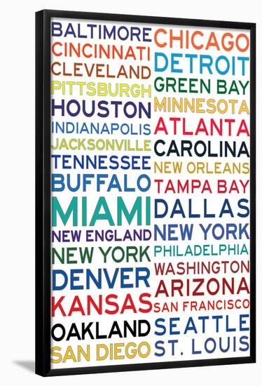 National Football League Cities on White-null-Framed Poster