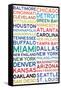 National Football League Cities on White-null-Framed Stretched Canvas