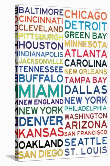 National Football League Cities on White-null-Stretched Canvas