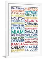 National Football League Cities on White-null-Framed Art Print