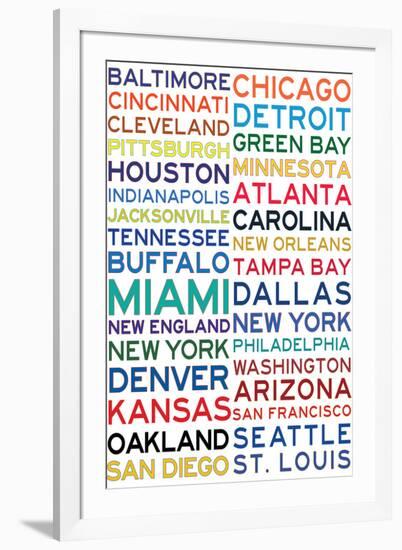 National Football League Cities on White-null-Framed Art Print