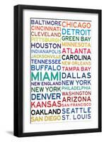 National Football League Cities on White-null-Framed Art Print