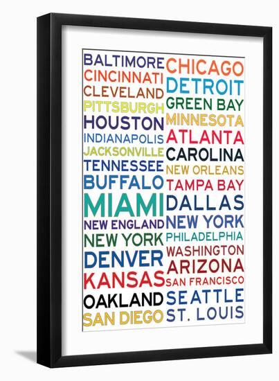 National Football League Cities on White-null-Framed Art Print