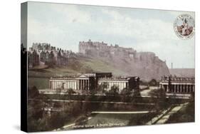 National Gallery and Castle, Edinburgh-null-Stretched Canvas