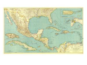 1934 mexico central america and the west indies map by national geographic maps