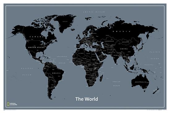 National Geographic Modern World Map-null-Lamina Framed Poster