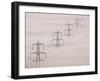 National Grid Pylons In the Mist-Adrian Bicker-Framed Photographic Print