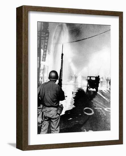 National Guard in Watts During the 1965 Race Riot-null-Framed Photo