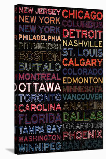 National Hockey League Cities Colorful-null-Stretched Canvas