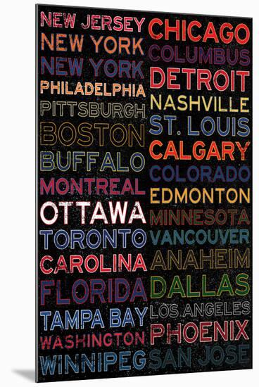 National Hockey League Cities Colorful-null-Mounted Poster