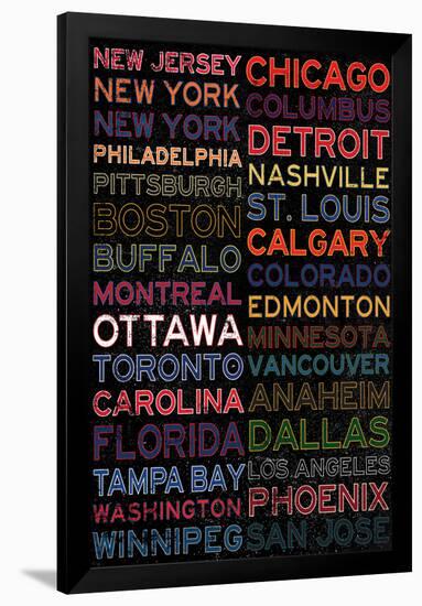National Hockey League Cities Colorful-null-Framed Poster