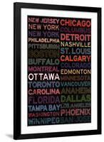 National Hockey League Cities Colorful-null-Framed Art Print