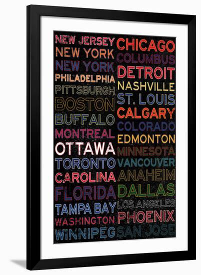 National Hockey League Cities Colorful-null-Framed Art Print