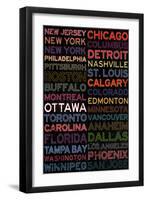 National Hockey League Cities Colorful-null-Framed Art Print