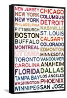 National Hockey League Cities on White-null-Framed Stretched Canvas