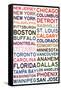 National Hockey League Cities on White-null-Framed Stretched Canvas