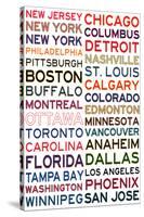 National Hockey League Cities on White-null-Stretched Canvas
