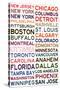 National Hockey League Cities on White-null-Stretched Canvas