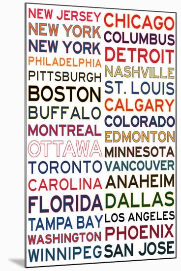 National Hockey League Cities on White-null-Mounted Poster