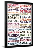 National Hockey League Cities on White-null-Framed Poster