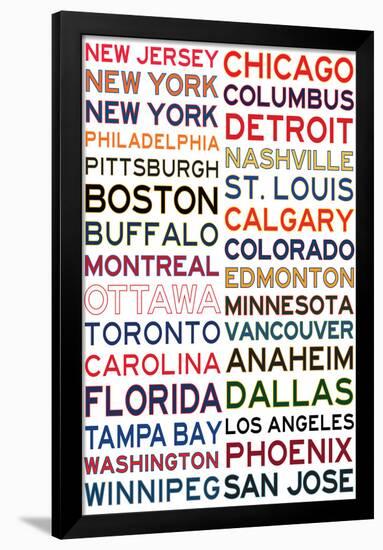 National Hockey League Cities on White-null-Framed Poster