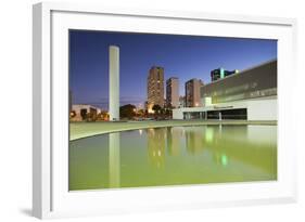 National Library, Skyscrapers, Duskbrasilia, Federal District, Brazil, South America-Ian Trower-Framed Photographic Print