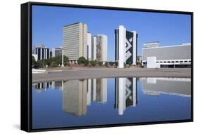 National Library, Skyscrapersbrasilia, Federal District, Brazil, South America-Ian Trower-Framed Stretched Canvas