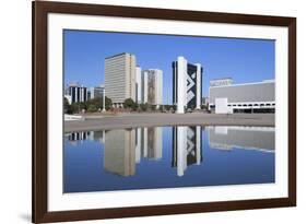 National Library, Skyscrapersbrasilia, Federal District, Brazil, South America-Ian Trower-Framed Photographic Print