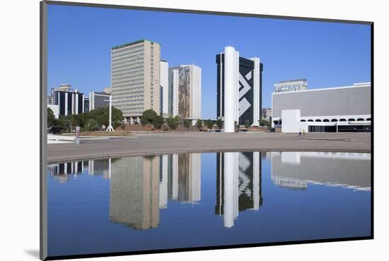 National Library, Skyscrapersbrasilia, Federal District, Brazil, South America-Ian Trower-Mounted Photographic Print