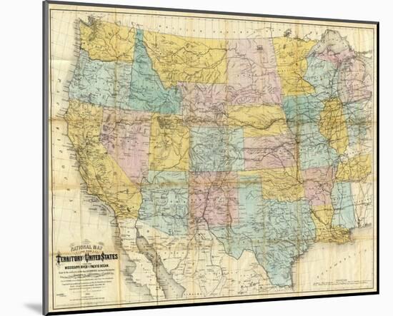 National Map of the Territory of the United States, c.1868-William J^ Keeler-Mounted Art Print