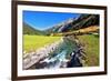 National Park Krimml Waterfalls in Austria. Headwaters of Waterfalls - a Narrow Fast Roiling River-kavram-Framed Photographic Print