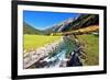 National Park Krimml Waterfalls in Austria. Headwaters of Waterfalls - a Narrow Fast Roiling River-kavram-Framed Photographic Print