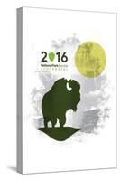 National Park Service Centennial - Bison and Moon-Lantern Press-Stretched Canvas