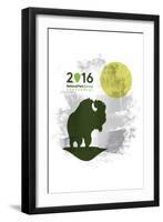 National Park Service Centennial - Bison and Moon-Lantern Press-Framed Art Print