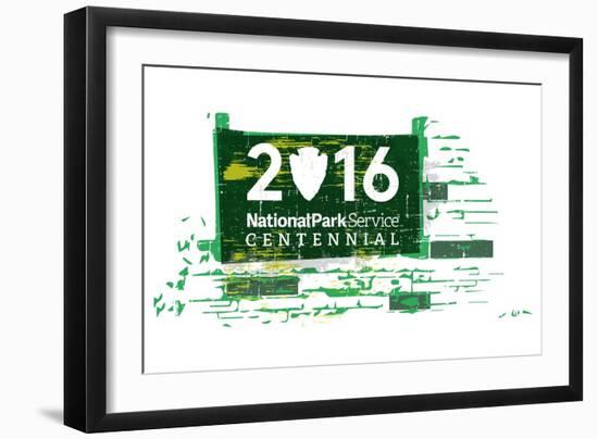 National Park Service Centennial - Distress Sign-Lantern Press-Framed Art Print