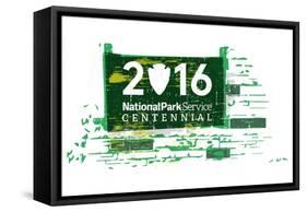 National Park Service Centennial - Distress Sign-Lantern Press-Framed Stretched Canvas