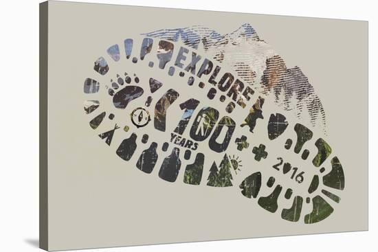 National Park Service Centennial - Footprint-Lantern Press-Stretched Canvas