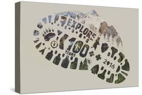 National Park Service Centennial - Footprint-Lantern Press-Stretched Canvas