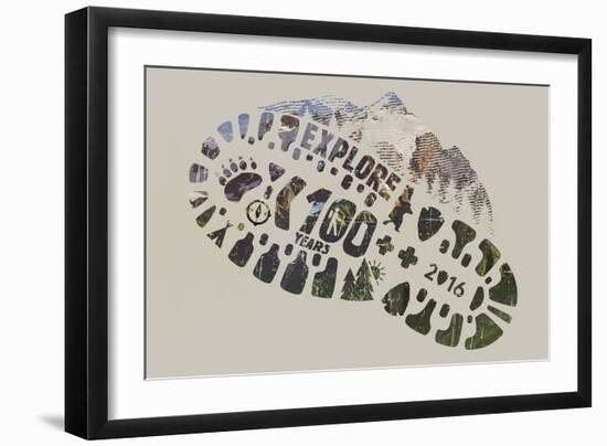 National Park Service Centennial - Footprint-Lantern Press-Framed Art Print