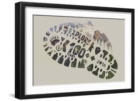 National Park Service Centennial - Footprint-Lantern Press-Framed Art Print